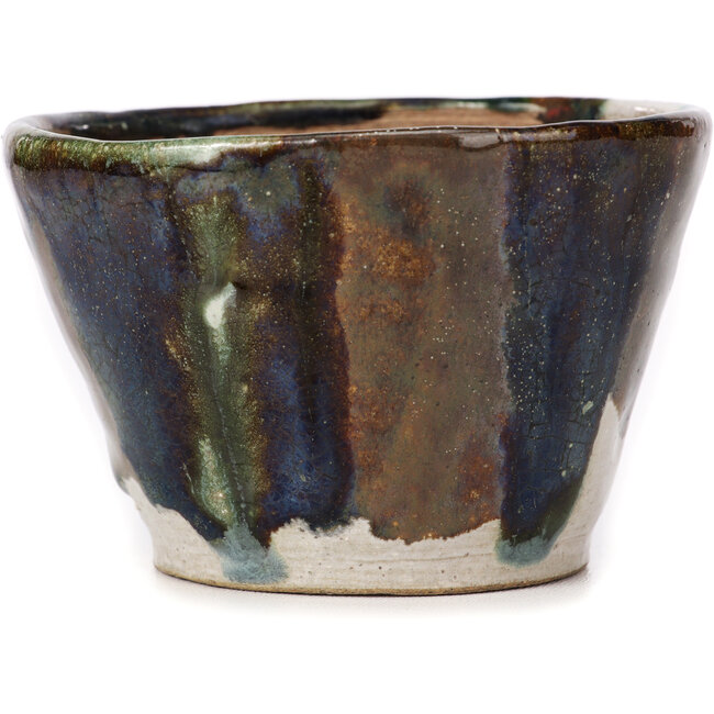 Round green and brown bonsai pot by Bonsai - 105 x 105 x 70 mm