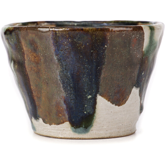 Pot à bonsaï rond vert et marron par Bonsai - 105 x 105 x 70 mm