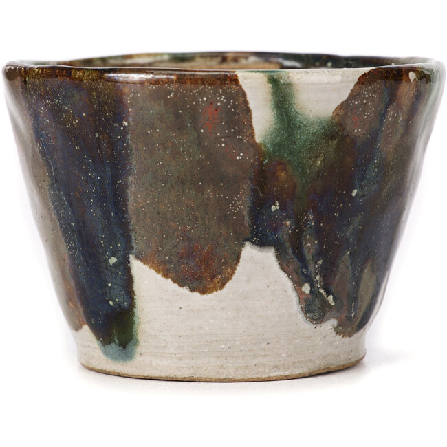 Runde grüne und braune Bonsaischale von Bonsai - 105 x 105 x 70 mm