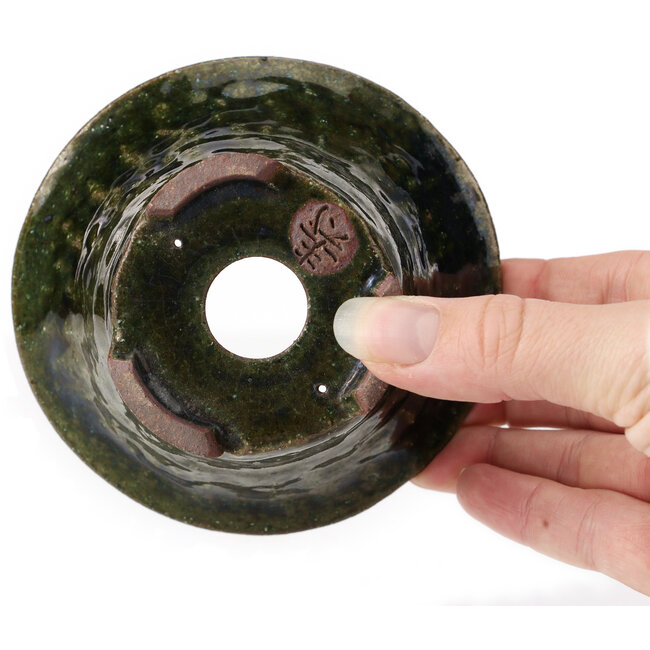 Maceta de bonsái verde redonda de Bonsai - 110 x 110 x 65 mm