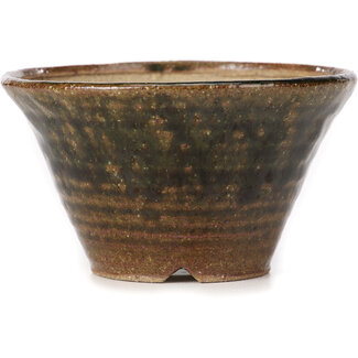 Bonsai Pot à bonsaï rond vert et marron de 110 mm par Bonsai, Japon