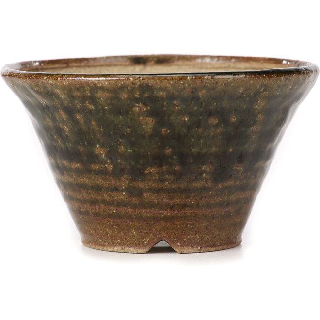 Pot à bonsaï rond vert et marron par Bonsai - 110 x 110 x 60 mm