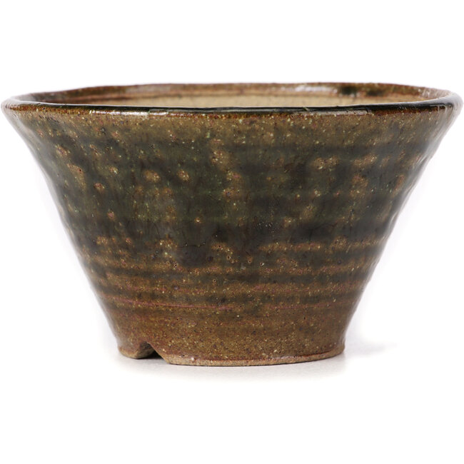 Vaso bonsai rotondo verde e marrone di Bonsai - 110 x 110 x 60 mm