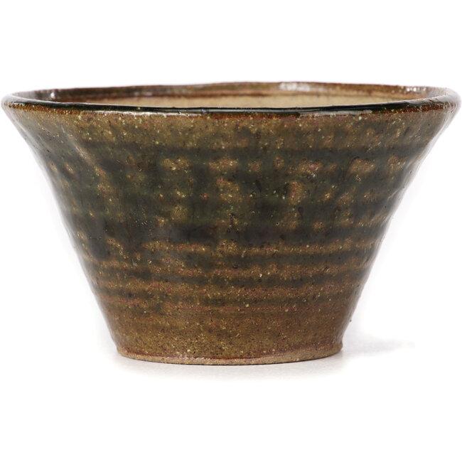 Pot à bonsaï rond vert et marron par Bonsai - 110 x 110 x 60 mm