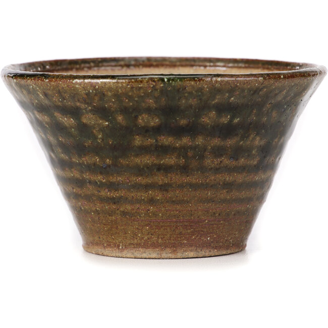 Pot à bonsaï rond vert et marron par Bonsai - 110 x 110 x 60 mm