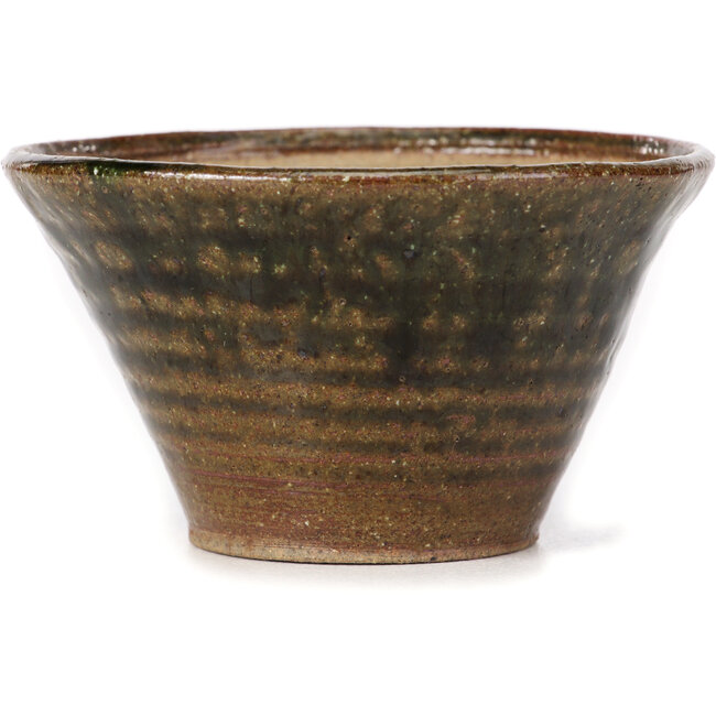 Round green and brown bonsai pot by Bonsai - 110 x 110 x 60 mm