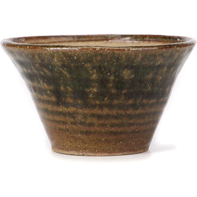 Runde grüne und braune Bonsaischale von Bonsai - 110 x 110 x 60 mm