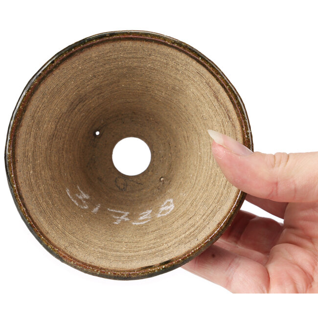 Pot à bonsaï rond vert et marron par Bonsai - 110 x 110 x 60 mm