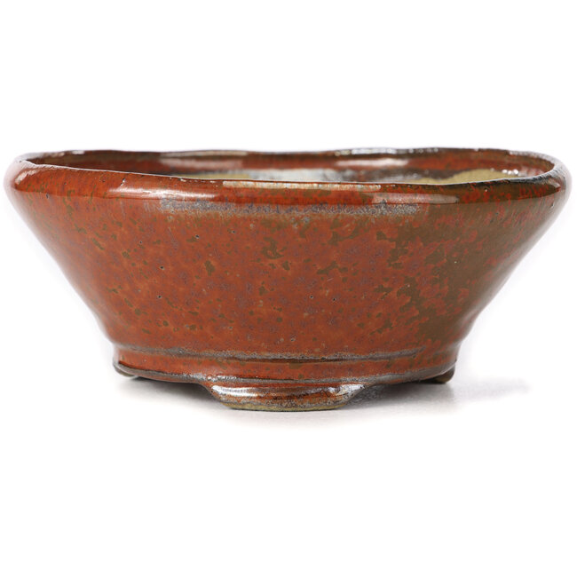 Ronde roodbruine bonsaipot van Bonsai - 130 x 130 x 50 mm