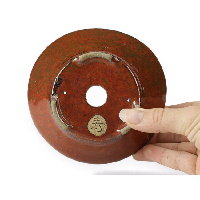 Ronde roodbruine bonsaipot van Bonsai - 130 x 130 x 50 mm