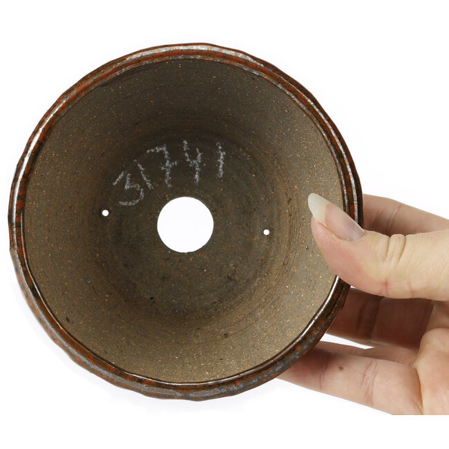 Pot à bonsaï rond brun rouge par Bonsai - 115 x 115 x 50 mm