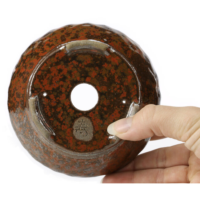 Maceta de bonsái redonda marrón rojiza de Bonsai - 115 x 115 x 50 mm