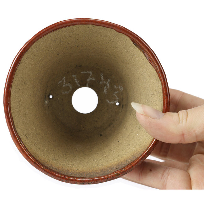 Ronde roodbruine bonsaipot van Bonsai - 105 x 105 x 65 mm