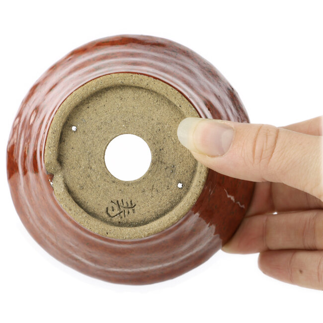 Ronde roodbruine bonsaipot van Bonsai - 105 x 105 x 65 mm