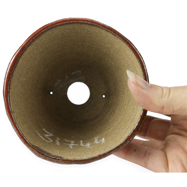 Maceta de bonsái redonda marrón rojiza de Bonsai - 110 x 110 x 70 mm