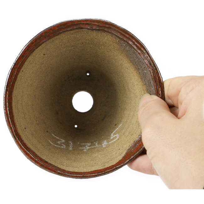 Pot à bonsaï rond brun rouge par Bonsai - 110 x 110 x 70 mm