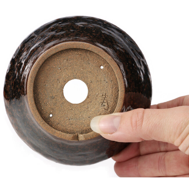 Maceta de bonsái marrón redonda de Bonsai - 110 x 110 x 50 mm