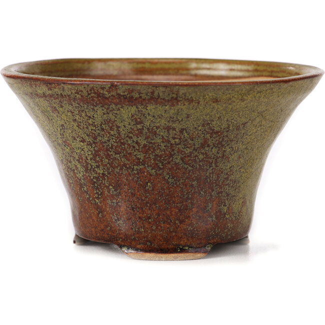 Pot à bonsaï rond vert et marron par Bonsai - 115 x 115 x 65 mm