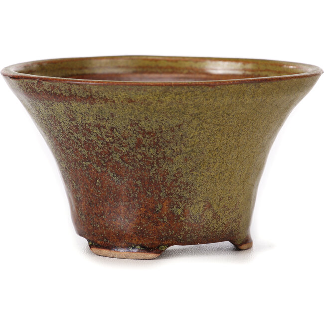 Vaso bonsai rotondo verde e marrone di Bonsai - 115 x 115 x 65 mm