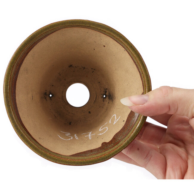 Pot à bonsaï rond vert et marron par Bonsai - 115 x 115 x 65 mm