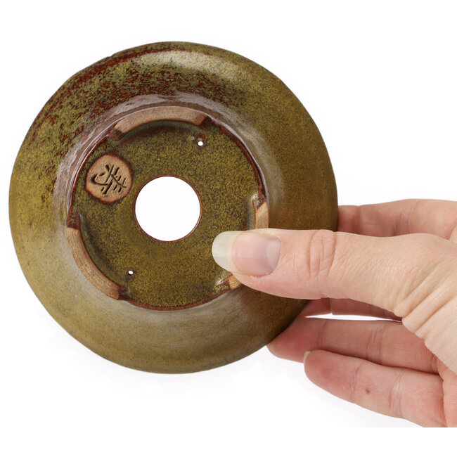 Pot à bonsaï rond vert et marron par Bonsai - 115 x 115 x 65 mm