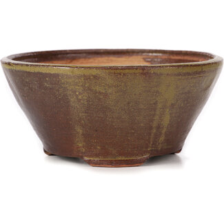 Bonsai 125 mm round green and brown bonsai pot by Bonsai, Japan