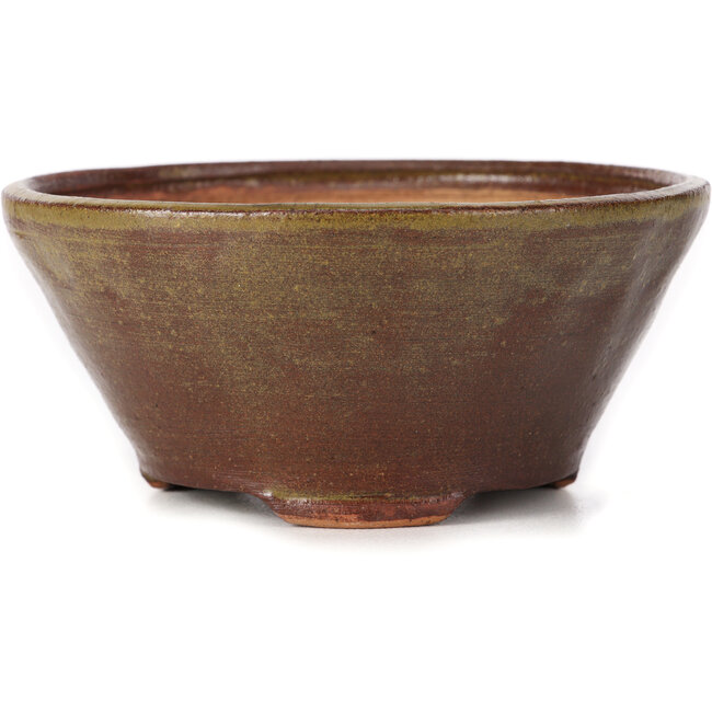 Vaso bonsai rotondo verde e marrone di Bonsai - 125 x 125 x 60 mm