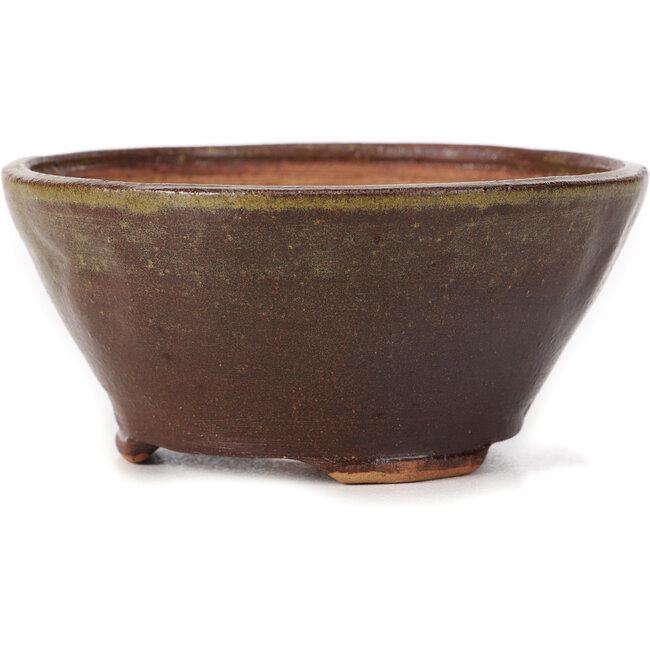 Runde grüne und braune Bonsaischale von Bonsai - 125 x 125 x 60 mm