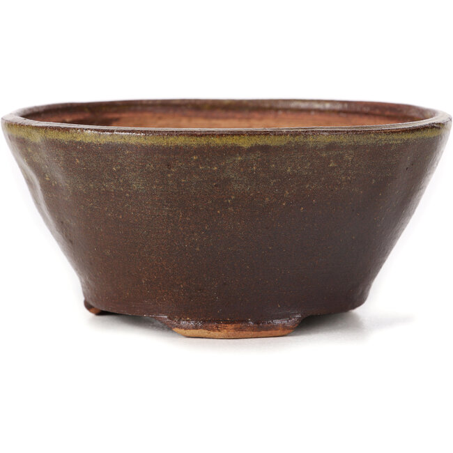 Runde grüne und braune Bonsaischale von Bonsai - 125 x 125 x 60 mm