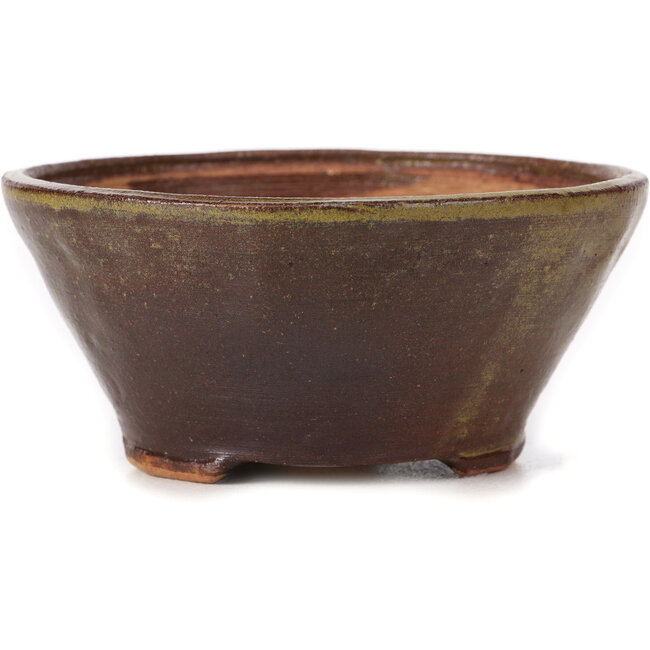 Vaso bonsai rotondo verde e marrone di Bonsai - 125 x 125 x 60 mm