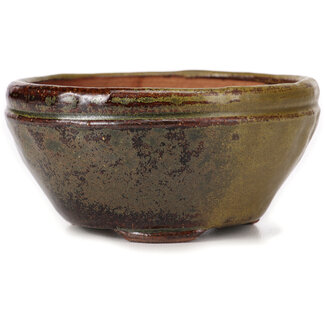 Bonsai 105 mm round green and brown bonsai pot by Bonsai, Japan