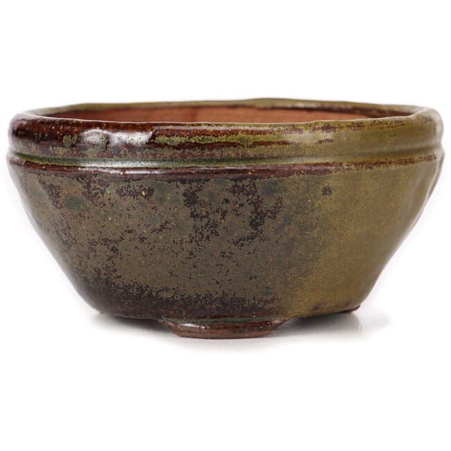 Round green and brown bonsai pot by Bonsai - 105 x 105 x 55 mm