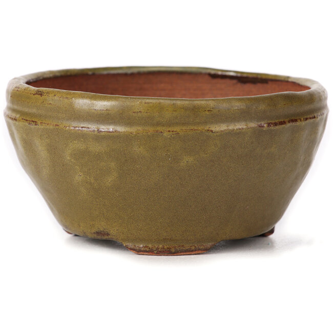 Ronde groene en bruine bonsaipot van Bonsai - 105 x 105 x 55 mm