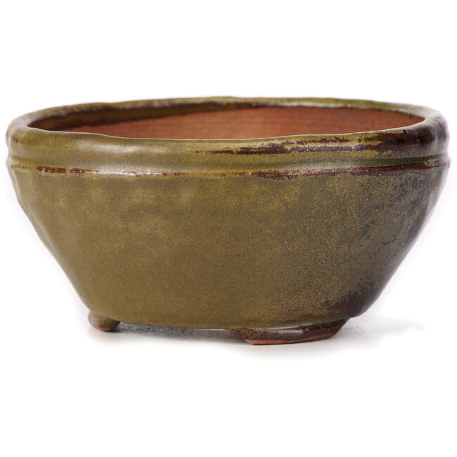 Vaso bonsai rotondo verde e marrone di Bonsai - 105 x 105 x 55 mm