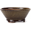 Round green and brown bonsai pot by Bonsai - 115 x 115 x 50 mm