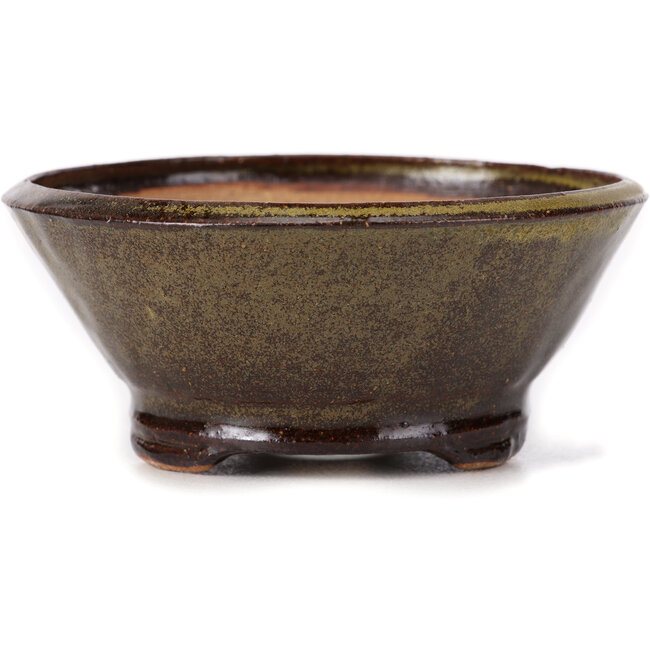 Runde grüne und braune Bonsaischale von Bonsai - 115 x 115 x 50 mm
