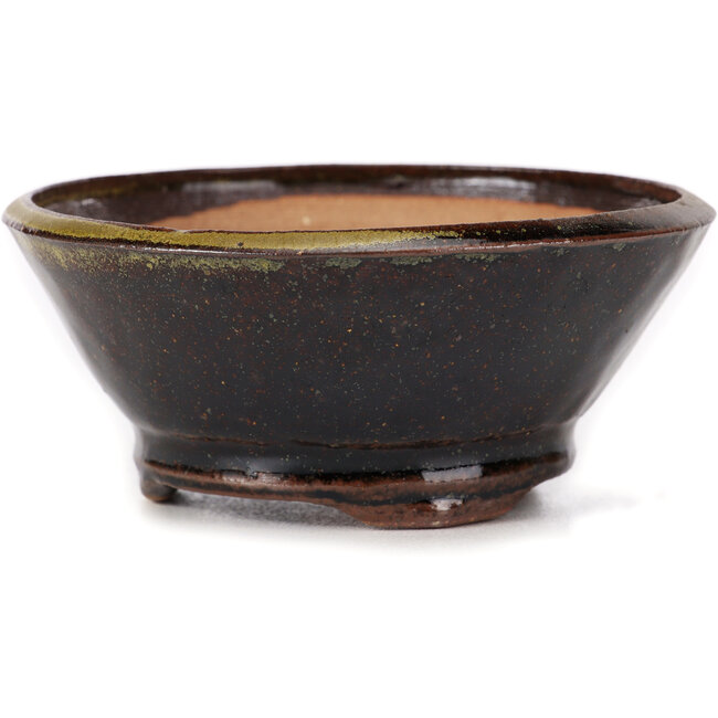 Pot à bonsaï rond vert et marron par Bonsai - 115 x 115 x 50 mm