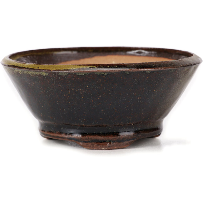 Runde grüne und braune Bonsaischale von Bonsai - 115 x 115 x 50 mm