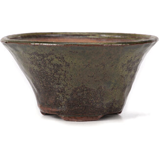 Bonsai Pot à bonsaï rond vert et marron de 115 mm par Bonsai, Japon