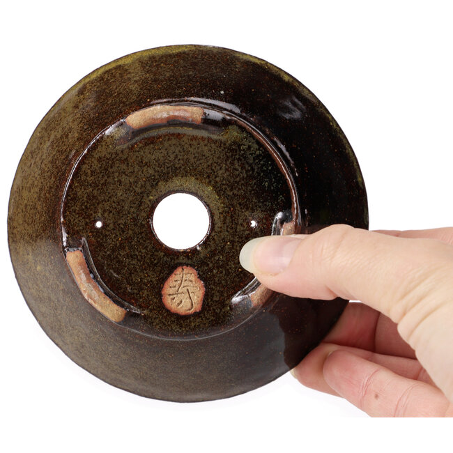 Pot à bonsaï rond vert et marron par Bonsai - 115 x 115 x 50 mm