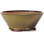 Round green and brown bonsai pot by Bonsai - 125 x 125 x 50 mm