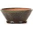 Round green and brown bonsai pot by Bonsai - 125 x 125 x 50 mm