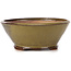 Round green and brown bonsai pot by Bonsai - 125 x 125 x 50 mm