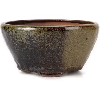 Bonsai 120 mm round green and brown bonsai pot by Bonsai, Japan