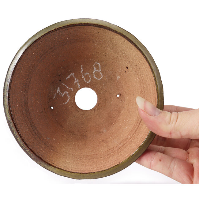 Vaso bonsai rotondo verde e marrone di Bonsai - 125 x 125 x 50 mm