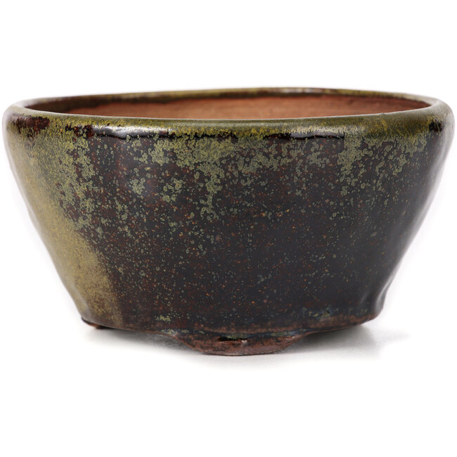 Vaso bonsai rotondo verde e marrone di Bonsai - 120 x 120 x 60 mm
