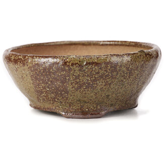 Bonsai Pot à bonsaï rond vert et marron de 115 mm par Bonsai, Japon