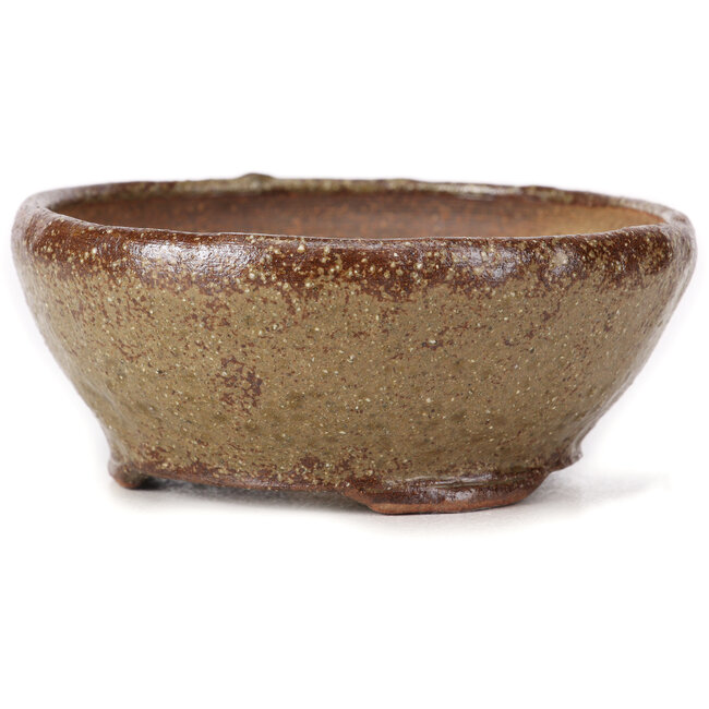 Round green and brown bonsai pot by Bonsai - 115 x 115 x 45 mm