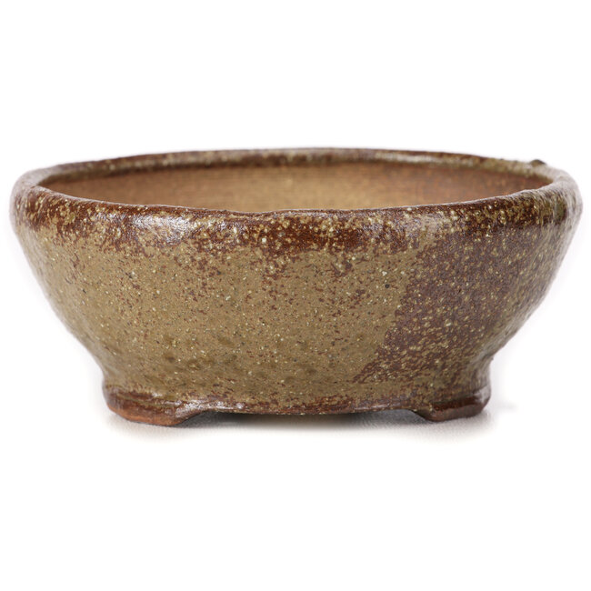 Pot à bonsaï rond vert et marron par Bonsai - 115 x 115 x 45 mm