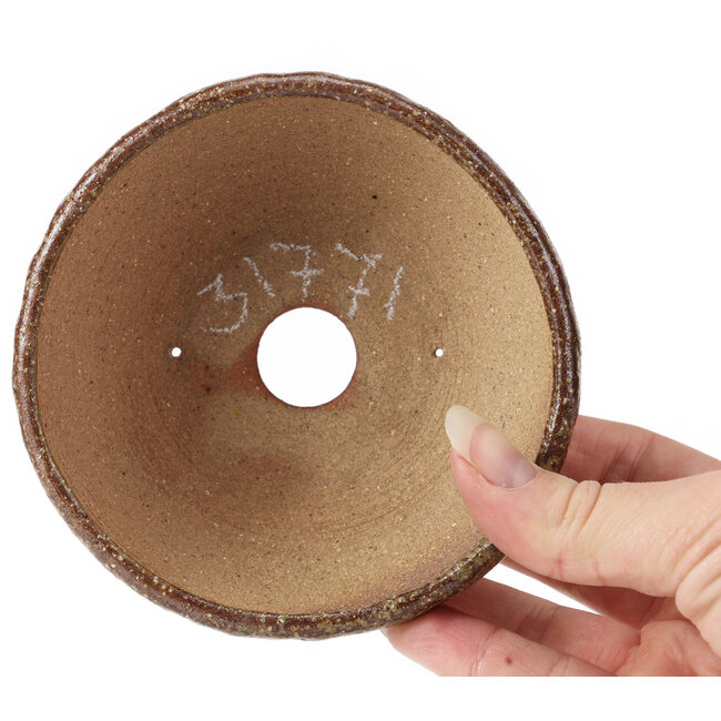 Pot à bonsaï rond vert et marron par Bonsai - 115 x 115 x 45 mm